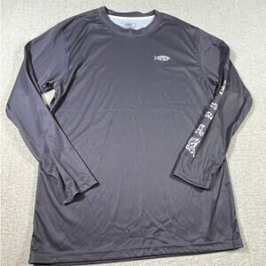 AFTCO Youth XL Gray Long Sleeve Pullover Fishing Performance Graphic Shirt UPF